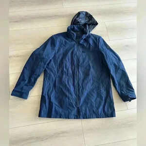 New Kenneth Cole New York Mens navy blue Jacket coat full zipper hidden hood XL